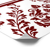Elegant Bourgondië Wit Damask Bruiloft Welkomstbor Poster (Hoek)