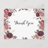 Elegant Bourgondië zomer bloemen dank u Briefkaart (Voorkant)