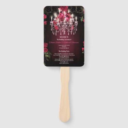 Elegant Bourgondiër Bloemenkroon Kroonluchter Huwe Handwaaier (Voorkant)