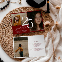 Elegant Bourgondisch Afstuderen Klasse 2025 Feest Kaart