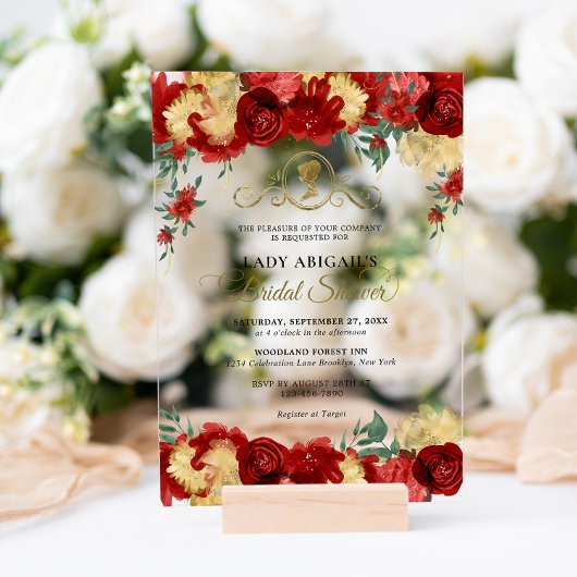 Elegant Bourgondisch bloemig Victoriaans Vrijgezel Acryl Uitnodigingen