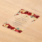 Elegant Bourgondisch bloemig Victoriaans Vrijgezel Acryl Uitnodigingen (Laagn)