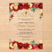 Elegant Bourgondisch bloemig Victoriaans Vrijgezel Acryl Uitnodigingen (Voorkant)