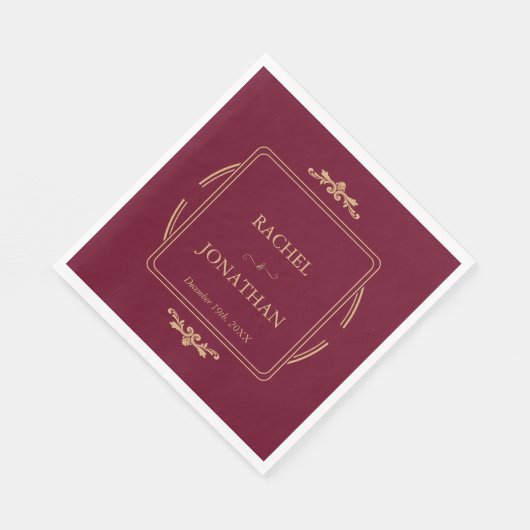 Elegant Bourgondisch Goud Formeel Trouwpapier Serv Servet (Hoek)