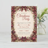 Elegant Bourgondisch Kerstfeest Kaart (Staand voorkant)
