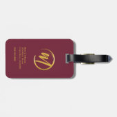 Elegant Bourgondisch monogram Bagagelabel (Achterkant horizontaal)