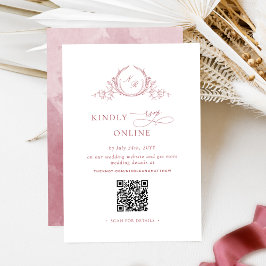 Elegant Bourgondisch Monogram RSVP Online QR-code Informatiekaartje