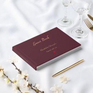 Elegant Bourgondisch Roos Gouden Bruiloften Jubile Gastenboek