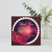 Elegant Bourgondisch Roos Pearl Wedding Jubileum Bedankkaart (Staand voorkant)