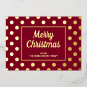 Elegant Bourgondisch Script Merry Christmas Gold Folie Feestdagenkaart (Voorkant)