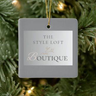 Elegant Boutique Blad Logo voor Moderne Merken Keramisch Ornament