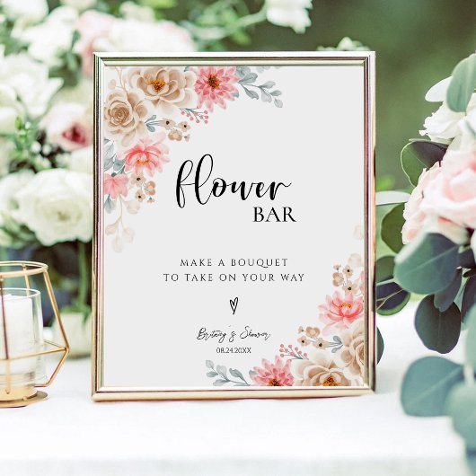 Elegant Bouw je boeket Bloemen Baby shower Reclamebord Met Voetstuk