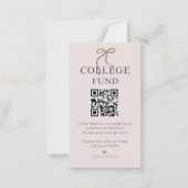 Elegant Bow Afstuderen College Fund QR-code Notitiekaartje (Voorkant)