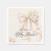 Elegant Bow and Flowers Girl Baby Shower Servet (Voorkant)