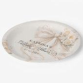 Elegant Bow and Pearl Pastel Bridal Shower Papieren Bordje (Gekanteld)