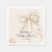 Elegant Bow and Pearl Pastel Bridal Shower Servet (Voorkant)