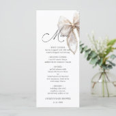Elegant Bow Baby Shower Menu (Staand voorkant)