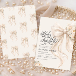 Elegant Bow Baby Sprinkle Floral Girl Baby Shower Kaart