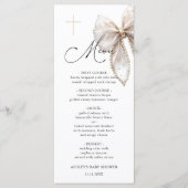 Elegant Bow Baptism Baby Shower Menu (Voorkant)
