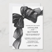 Elegant Bow Black And White Wedding Kaart (Voorkant)