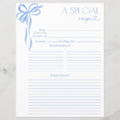 Elegant Bow Blue Waterverf Vrijgezellenfeest Recep (Voorkant)