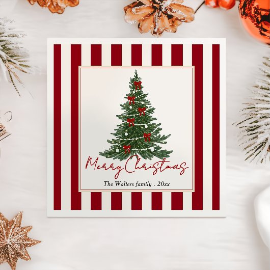 Elegant Bow Christmas Tree Party Napkin Servet