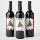 Elegant Bow Christmas Tree Party Wine Label Wijn Etiket (Flessen)