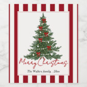 Elegant Bow Christmas Tree Party Wine Label Wijn Etiket (Enkel label)