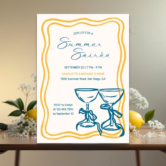 Elegant Bow Cocktail Summer Soirée Kaart