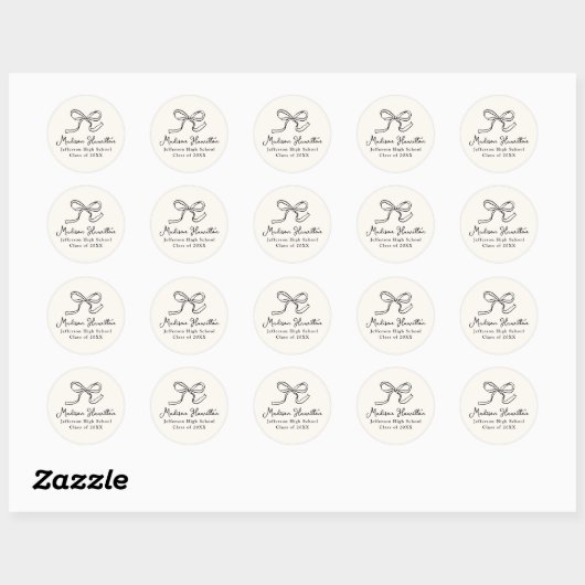 Elegant  Bow Cream Afstuderen Ronde Sticker (Vel)