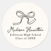 Elegant  Bow Cream Afstuderen Ronde Sticker (Voorkant)