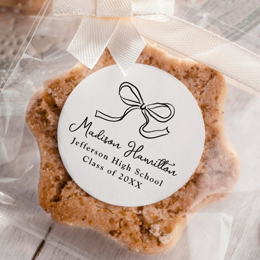 Elegant  Bow Cream Afstuderen Ronde Sticker