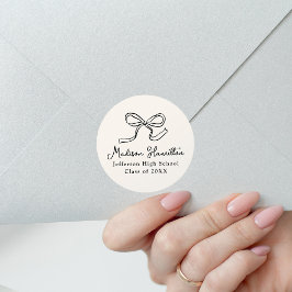 Elegant  Bow Cream Afstuderen Ronde Sticker