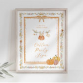 Elegant Bow Fall in Love Baby Shower Custom Sign Poster