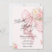 Elegant Bow Floral Blush Pink Bridal Shower Kaart (Voorkant)