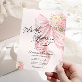 Elegant Bow Floral Blush Pink Bridal Shower Kaart