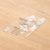 Elegant Bow Floral Bridal Shower  Acryl Uitnodigingen (Laagn)