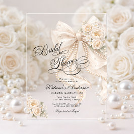 Elegant Bow Floral Bridal Shower  Acryl Uitnodigingen