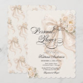 Elegant Bow Floral Bridal Shower Kaart (Voorkant / Achterkant)