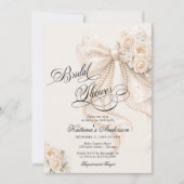 Elegant Bow Floral Neutral Bridal Shower  Kaart (Voorkant)