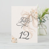 Elegant Bow Floral Table Number Kaart (Staand voorkant)