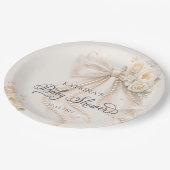 Elegant Bow Flowers Baby Shower Papieren Bordje (Gekanteld)