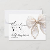 Elegant Bow Girl Baby shower Bedankt Kaart (Voorkant)