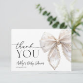 Elegant Bow Girl Baby shower Bedankt Kaart (Staand voorkant)