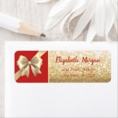 Elegant Bow, Gold Glittery Holiday Etiket (Insitu)