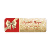 Elegant Bow, Gold Glittery Holiday Etiket (Voorkant)