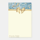 Elegant Bow, gouden blauwe marmer textuur Glitter Post-it® Notes (Voorkant)