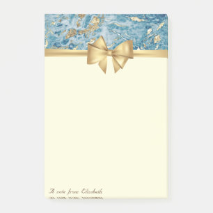 Elegant Bow, gouden blauwe marmer textuur Glitter Post-it® Notes