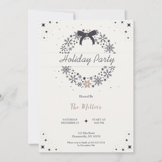 Elegant Bow Holiday Kerstfeest Kaart (Voorkant)