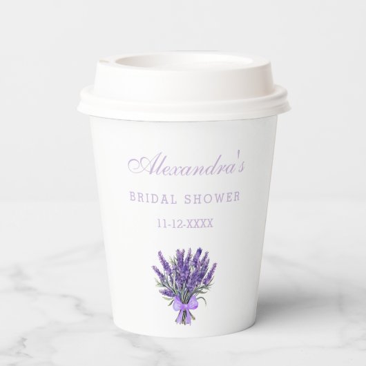 Elegant Bow Lavendel Bloemen Vrijgezellenfeest Papieren Bekers (Achterkant)